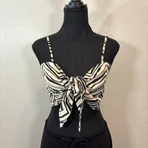 BEACH BUNNY Tie Front Crop Top Animal Print Sz L Summer Beachy Coastal Seductive